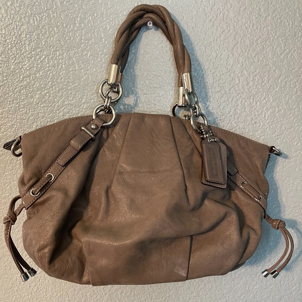 Silver gray coach bag